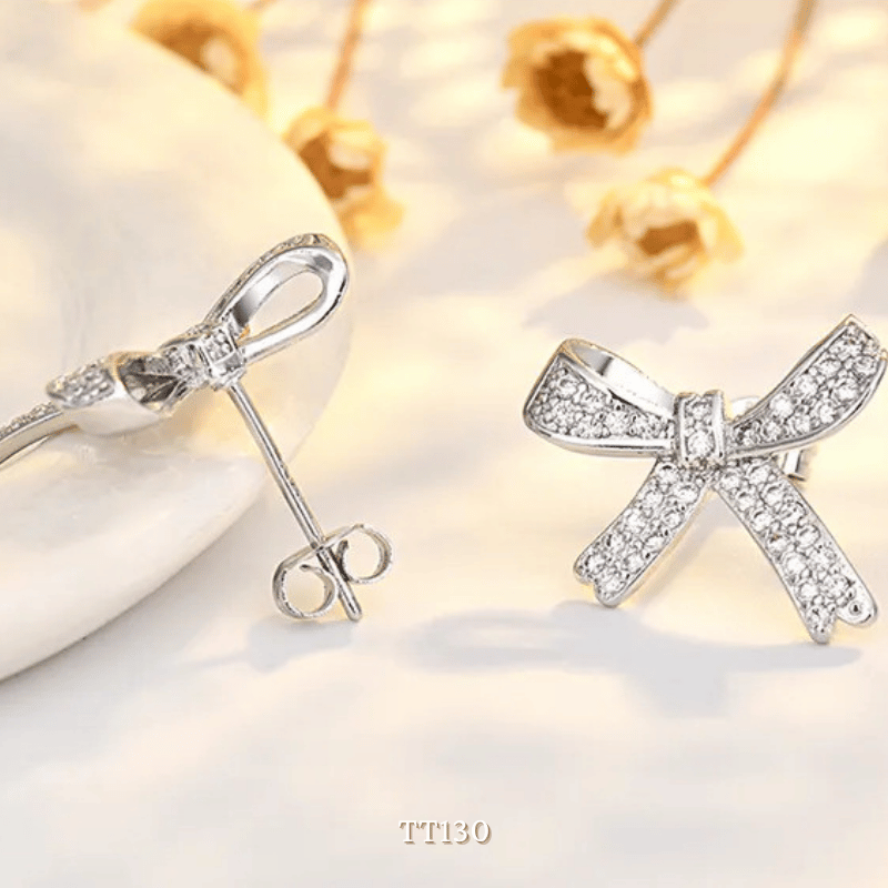 Dây chuyền, Vòng tay, Bông tai đính đá hình nơ TT130