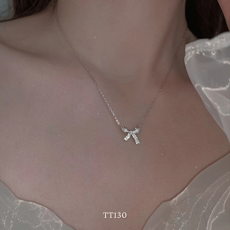 Dây chuyền, Vòng tay, Bông tai đính đá hình nơ TT130