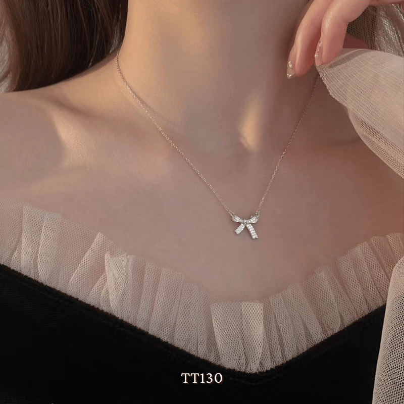 Dây chuyền, Vòng tay, Bông tai đính đá hình nơ TT130