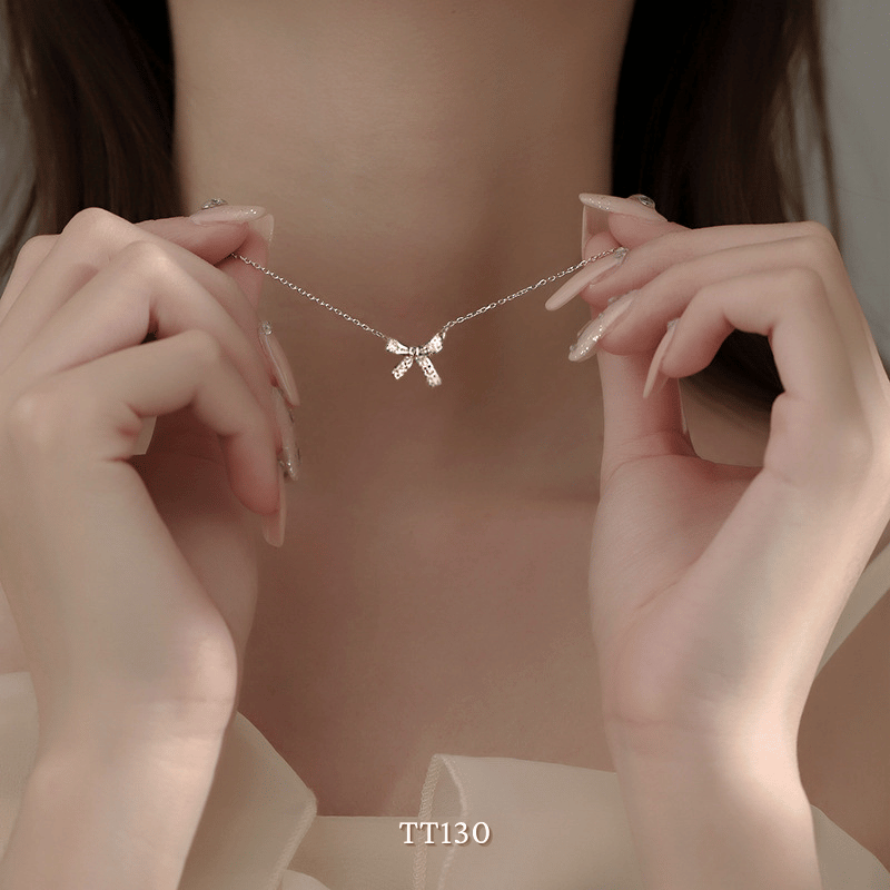 Dây chuyền, Vòng tay, Bông tai đính đá hình nơ TT130