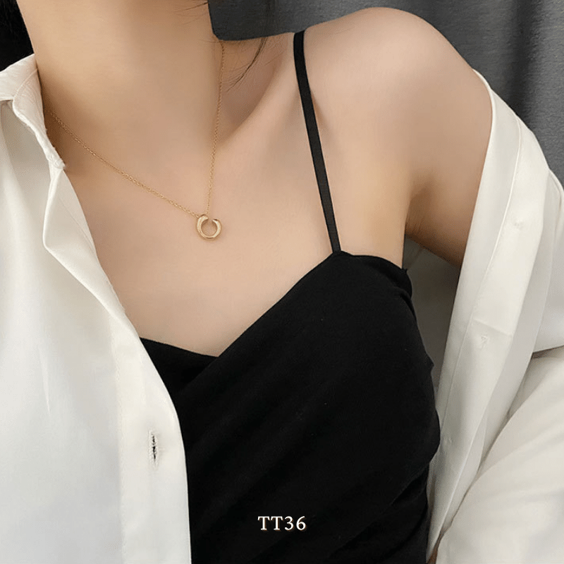 Dây chuyền nữ hình học titan không đen gỉ cá tính thời trang unisex TT36