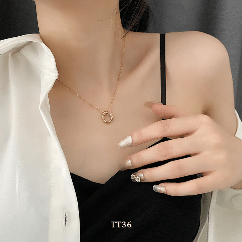Dây chuyền nữ hình học titan không đen gỉ cá tính thời trang unisex TT36