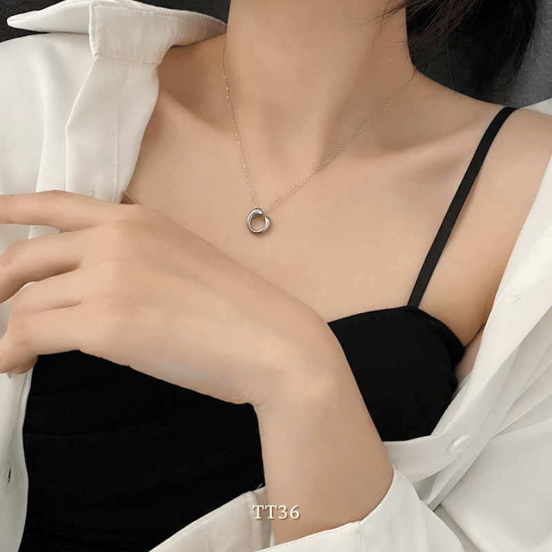 Dây chuyền nữ hình học titan không đen gỉ cá tính thời trang unisex TT36