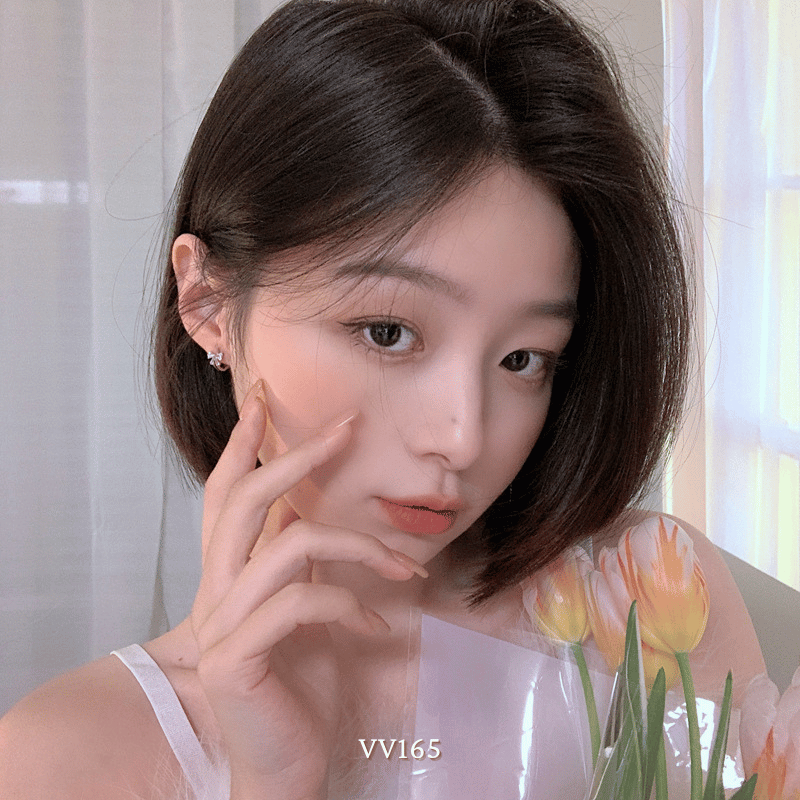 Bông tai đính đá khoen tròn hình nơ đá VV165