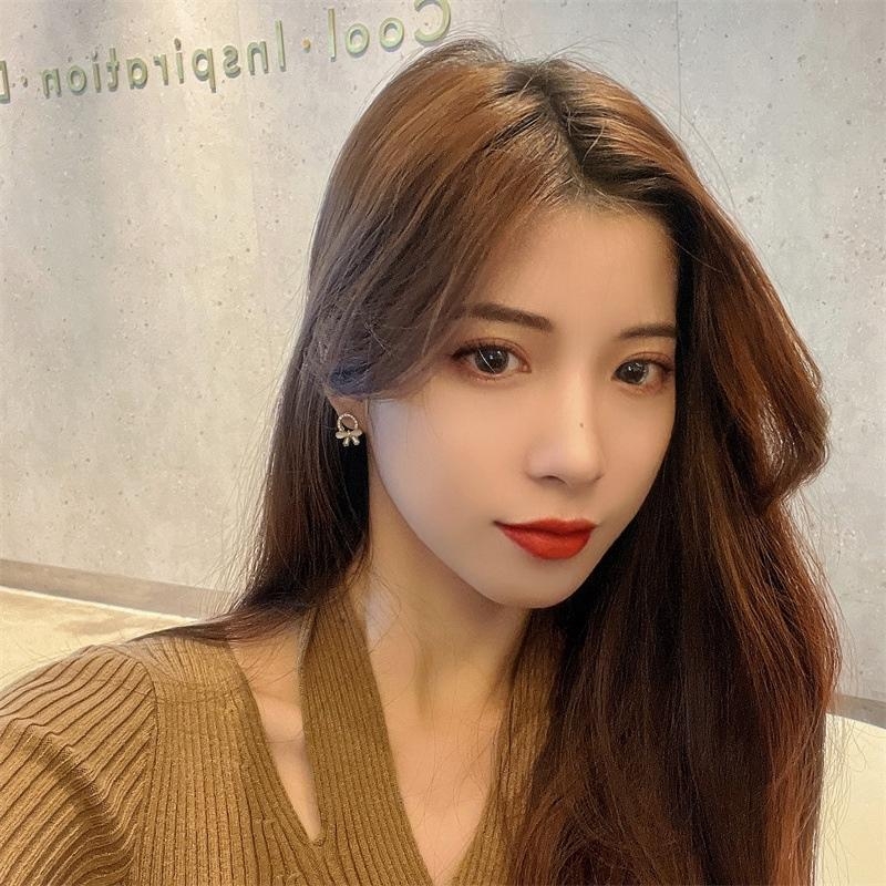 Bông tai nơ đính đá chuôi bạc 925 cao cấp kiểu dáng nhỏ xinh dể thương phong cách Hàn Quốc VV42