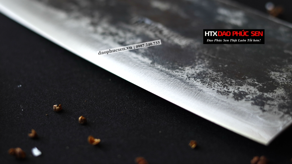Dao chặt gà sắc bén - Thép nhíp ô tô - Cán cẩm khâu đồng G05D - hàng chuẩn chính hãng của DAO VIP - HTX DAO PHÚC SEN