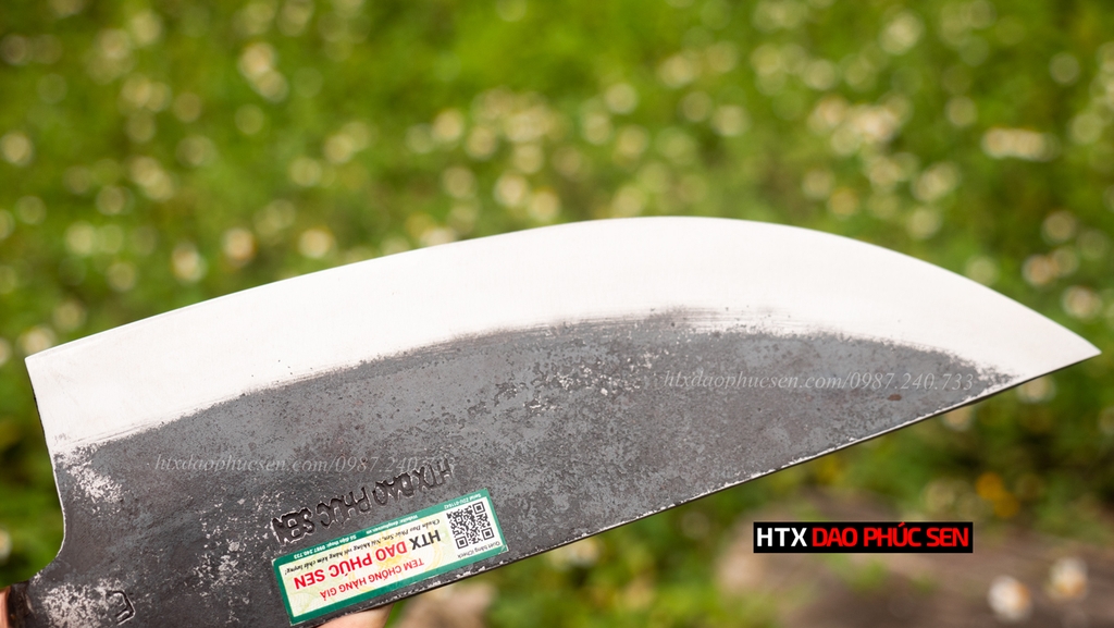 Dao chặt thái bầu nhọn - Thép nhíp xe - Cán cẩm chỉ khâu đồng đỏ DCTDD hàng chuẩn chính hãng của DAO VIP - HTX DAO PHÚC SEN