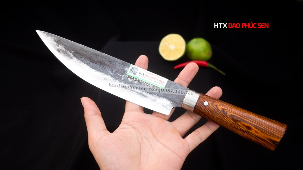 Dao phile sắc bén - Thép nhíp ô tô - Cán gỗ tự nhiên khâu inox - N05 | DAO VIP - HTX DAO PHÚC SEN