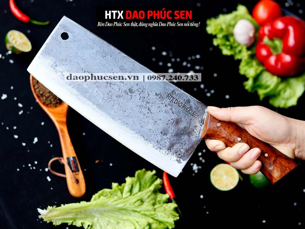 Dao chặt xương sắc bén - Thép nhíp ô tô - Cán ốp nu - G06OND