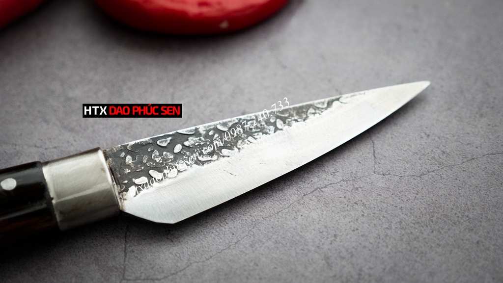 Dao lọc thái nhỏ - Thép nhíp ô tô - Cán mun khâu inox G13TM sắc bén hàng chuẩn chính hãng của DAO VIP - HTX DAO PHÚC SEN