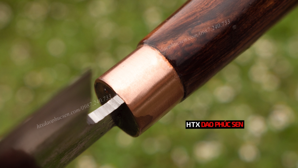 Dao chặt thái bầu nhọn - Thép nhíp xe - Cán cẩm chỉ khâu đồng đỏ DCTDD hàng chuẩn chính hãng của DAO VIP - HTX DAO PHÚC SEN