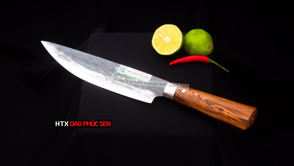 Dao phile sắc bén - Thép nhíp ô tô - Cán gỗ tự nhiên khâu inox - N05 | DAO VIP - HTX DAO PHÚC SEN