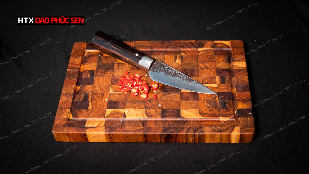 Dao lọc thái nhỏ - Thép nhíp ô tô - Cán mun khâu inox G13TM sắc bén hàng chuẩn chính hãng của DAO VIP - HTX DAO PHÚC SEN