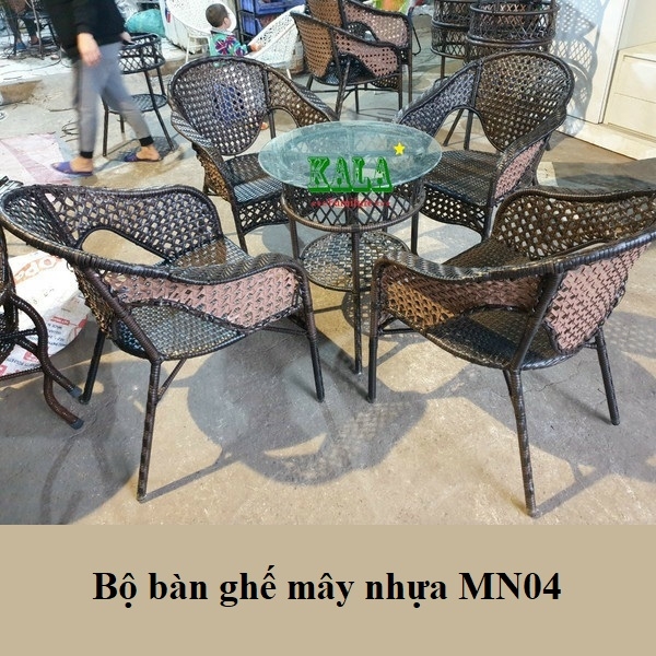 Bộ bàn ghế mây nhựa MN04 ngoài trời