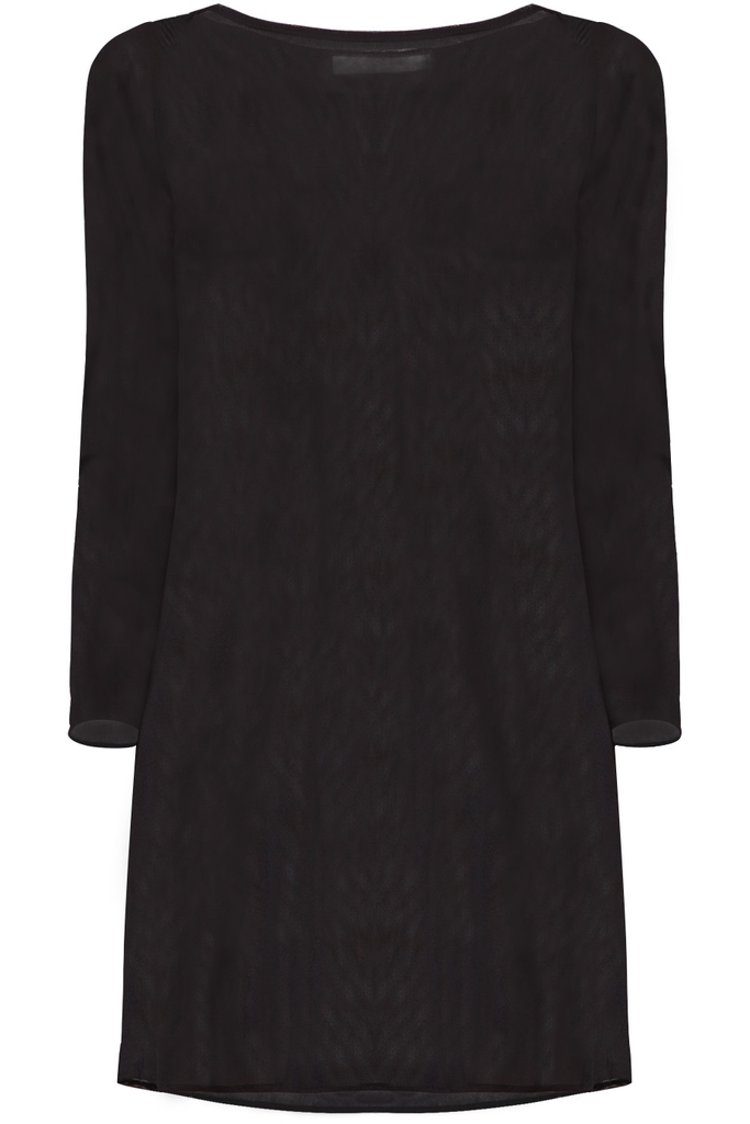 Boat-neck Long-sleeves Inner Dress/ Black 1718