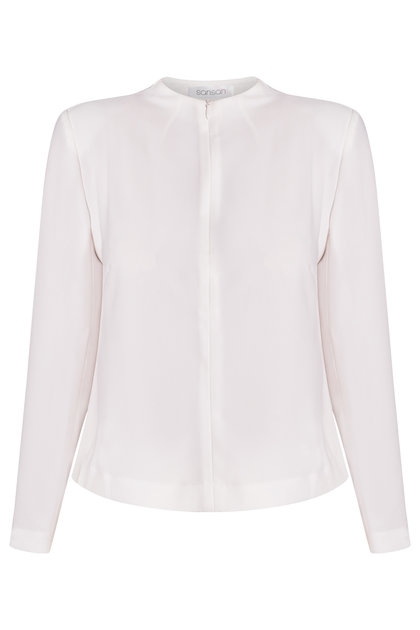 Áo công sở cổ neo Sienna High-neck Suit Crop Top/ Cream White 2141