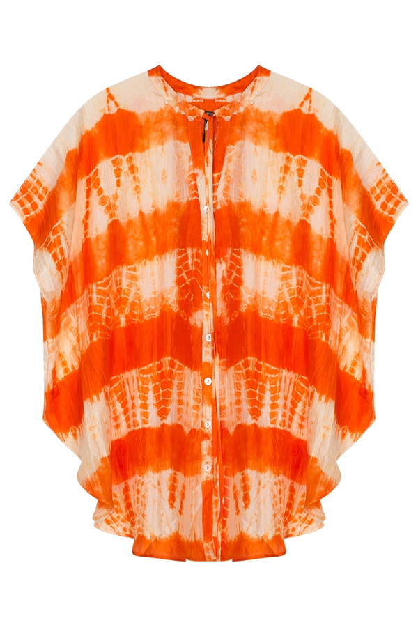 Cassia Silk Kaftan Top W83/ Fire