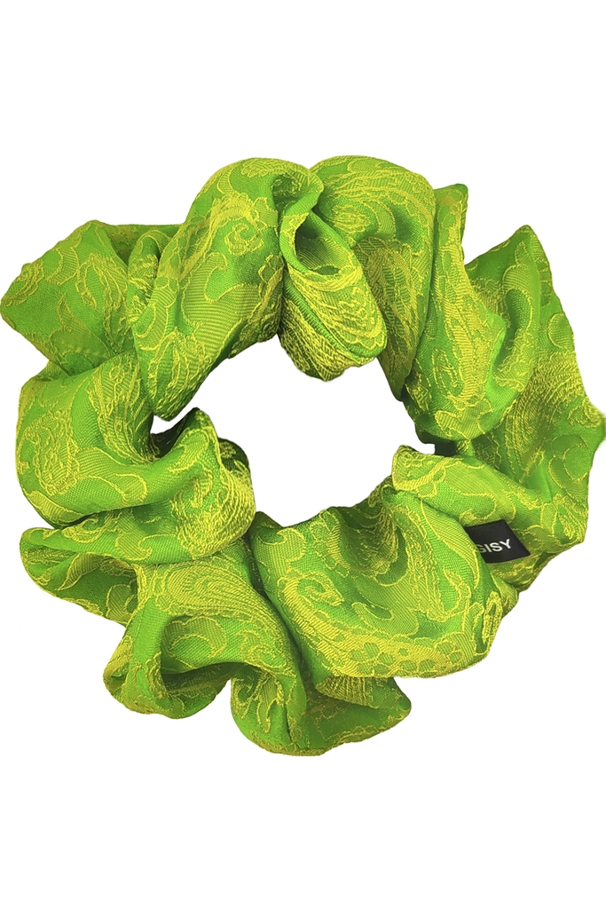 Dây buộc tóc lụa Pure Silk Oversized Scrunchie/ Lime Paisley N050