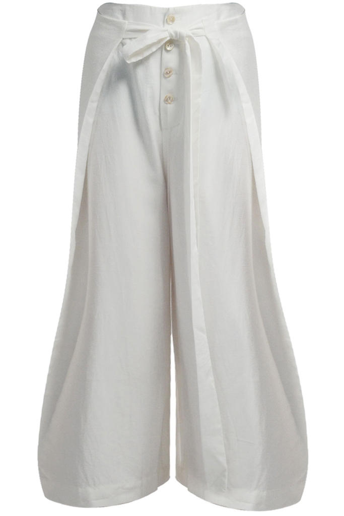 Quần lụa tơ tằm 100% Sonnet Silk Wrap Palazzo Pants/ Cream White