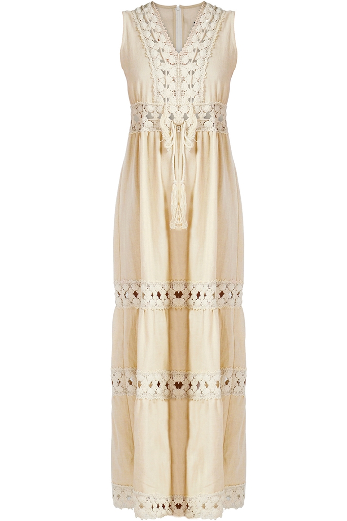 Đầm Primrose Lace Trim Midi Dress/ Beige 2265