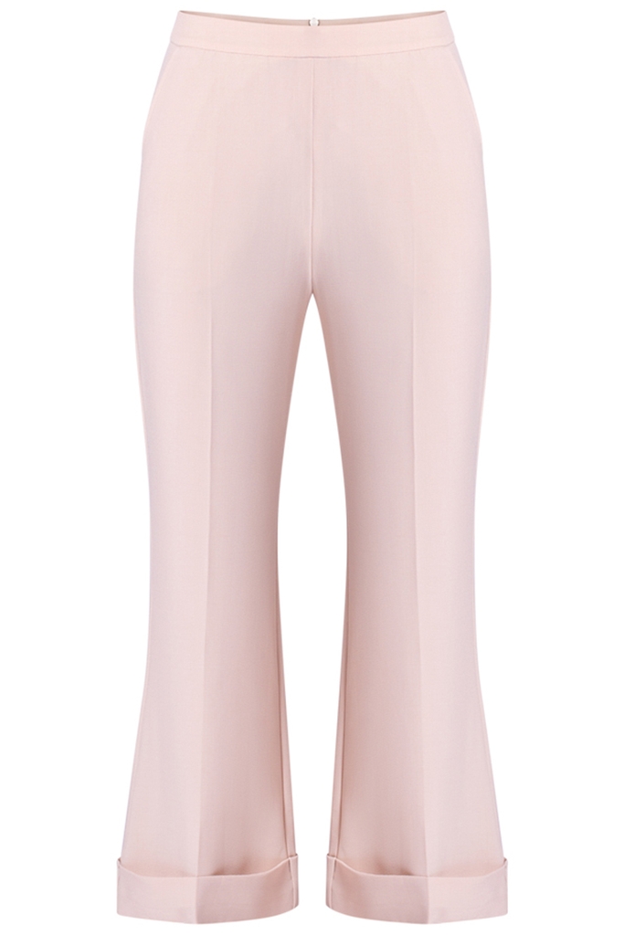 Quần cạp cao ống loe màu trắng sữa- Henley Cuffed Suit Pants/ Latte 2172