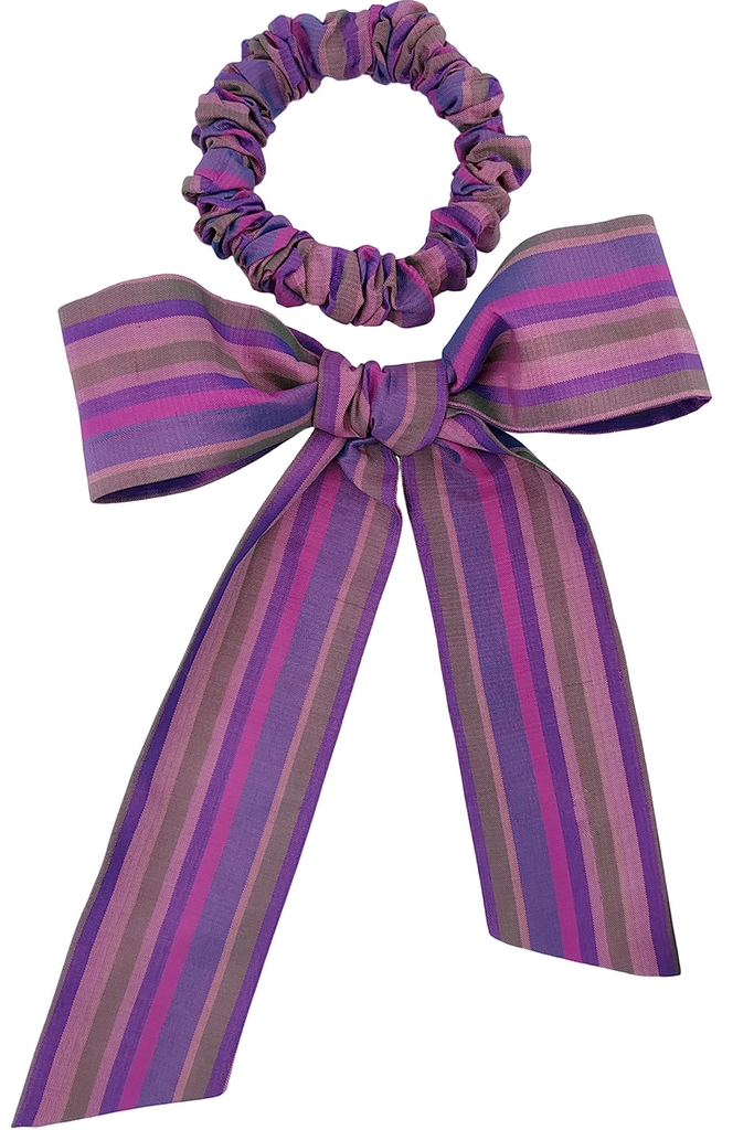 Dây buộc tóc kèm khăn twilly- Silk Scrunchie & Twilly/ Rose Stripe N040