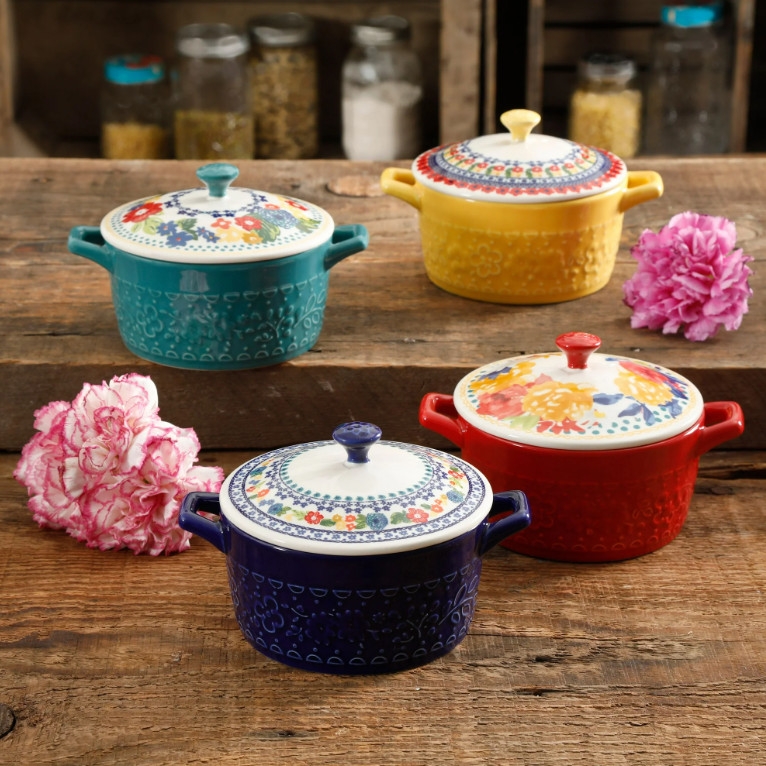 Set 4 nồi sứ mini The Pioneer Woman Floral Casserole 124735.04R