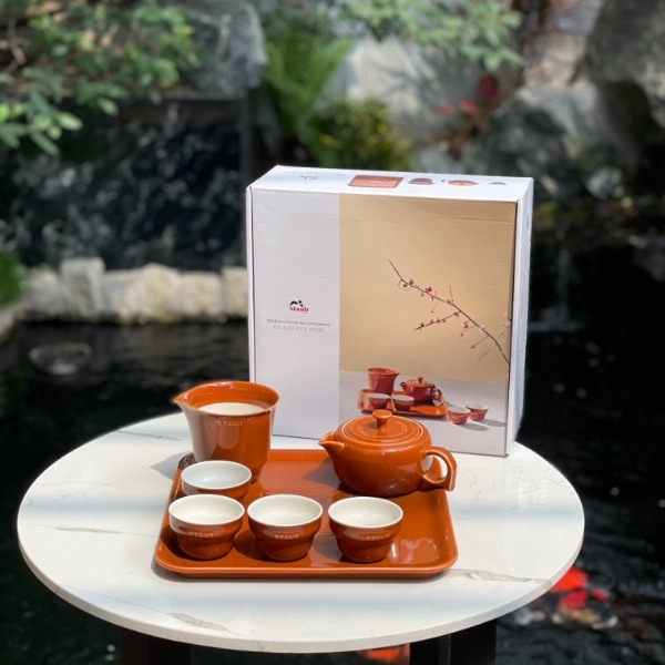 Bộ trà kèm khay Staub màu cam (1027066)