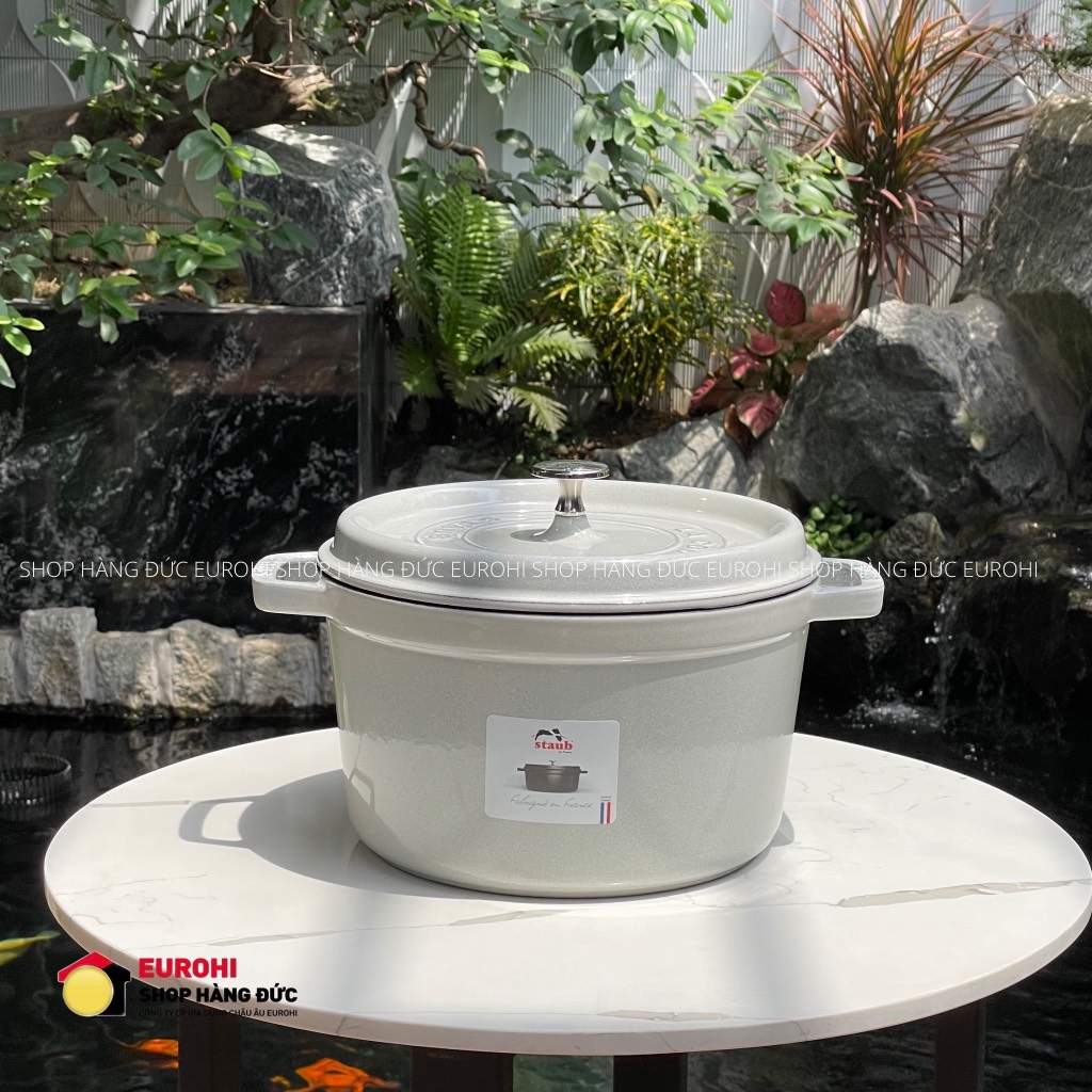 Nồi gang Staub white Truffle thành cao 24cm 4.7L màu trắng xám (125024107)