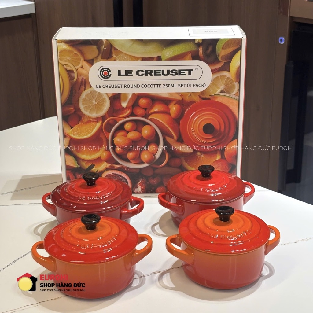 Set 4 nồi sứ Le Creuset Mini Cocote 10cm (2 cam+2 đỏ) 8520066