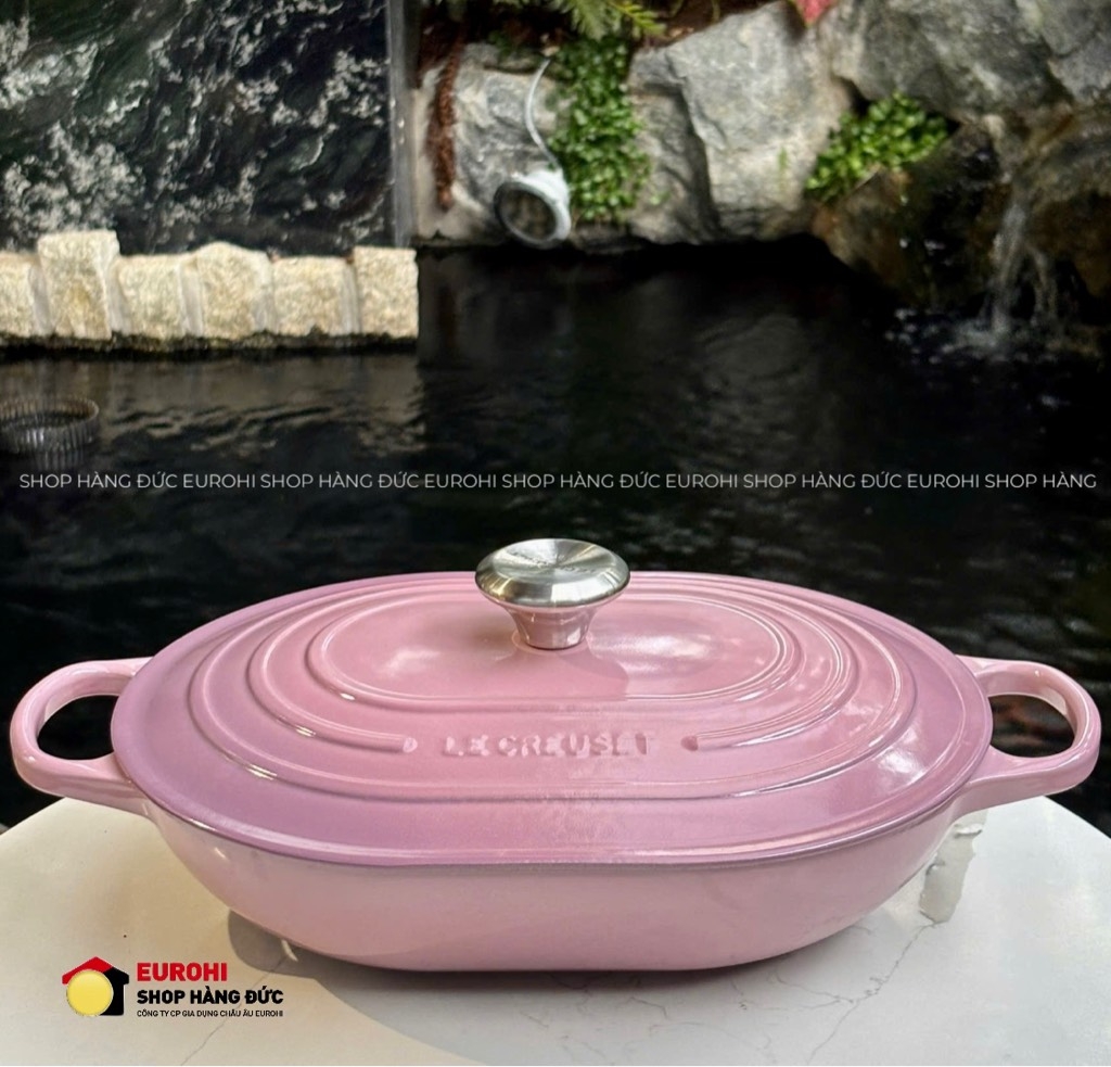 Chảo gang Le Creuset Oval Oblong có nắp 31cm 3.4L màu tím hồng (21112 31 12 94475)