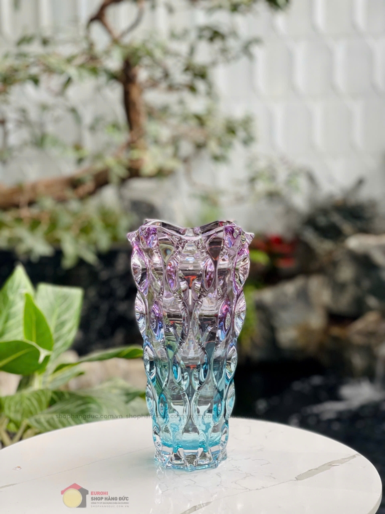 Lọ hoa pha lê Bohemia Samba Gradient 30.5cm màu xanh tím