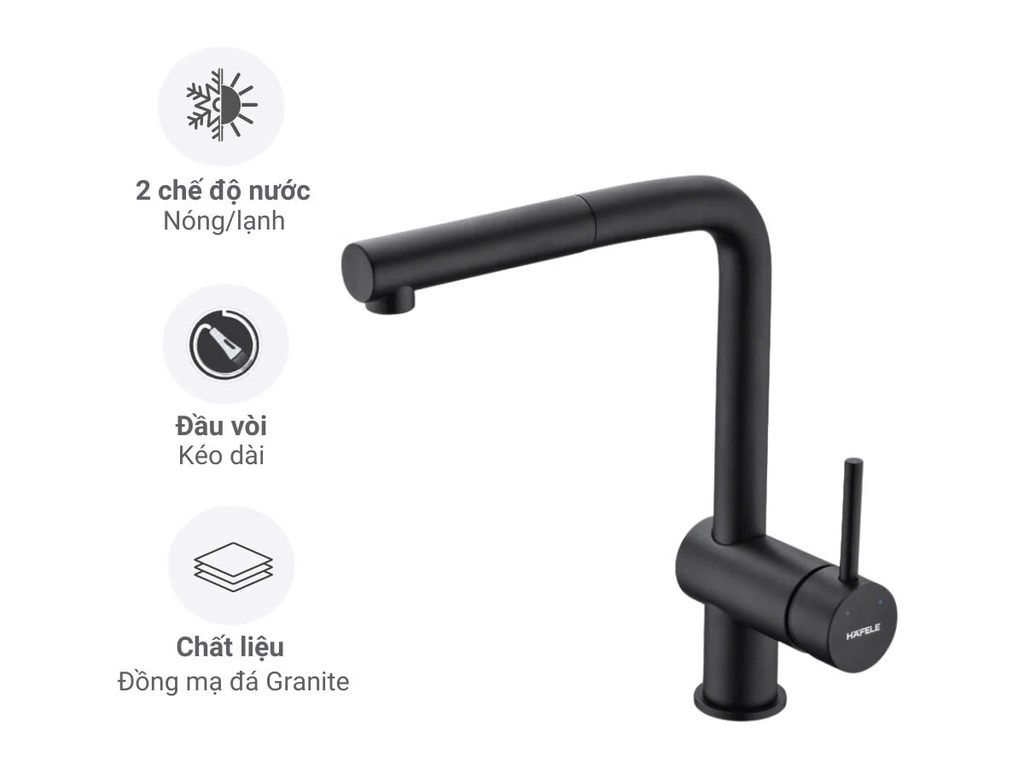 Vòi bếp nóng lạnh Hafele HT21-GH1P254 màu đen