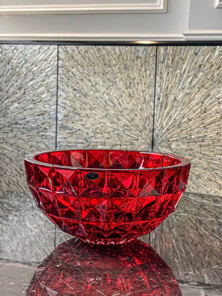 Tô pha lê kim cương đỏ Bohemia 28cm (B/E6KE30/72T62/280/R)
