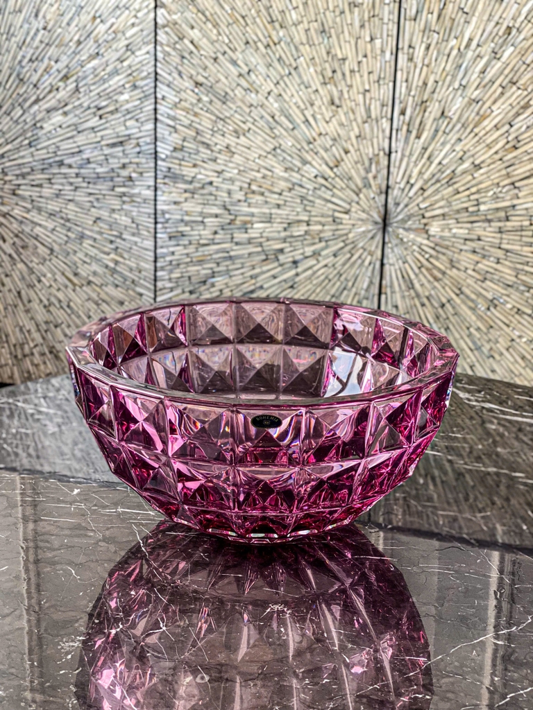 Tô pha lê kim cương hồng Bohemia 28cm (B/8KG31/72Y66/280/P)