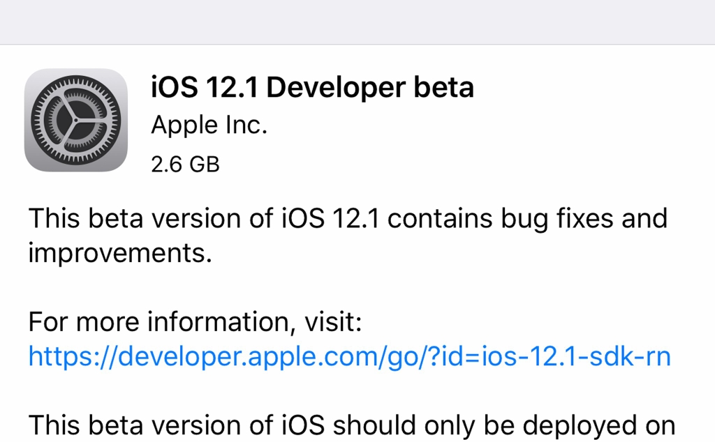 [BETA] Apple phát hành bản cập nhật iOS 12.1 developer, watchOS 5.1 và tvOS 12.1, mời anh em tải về