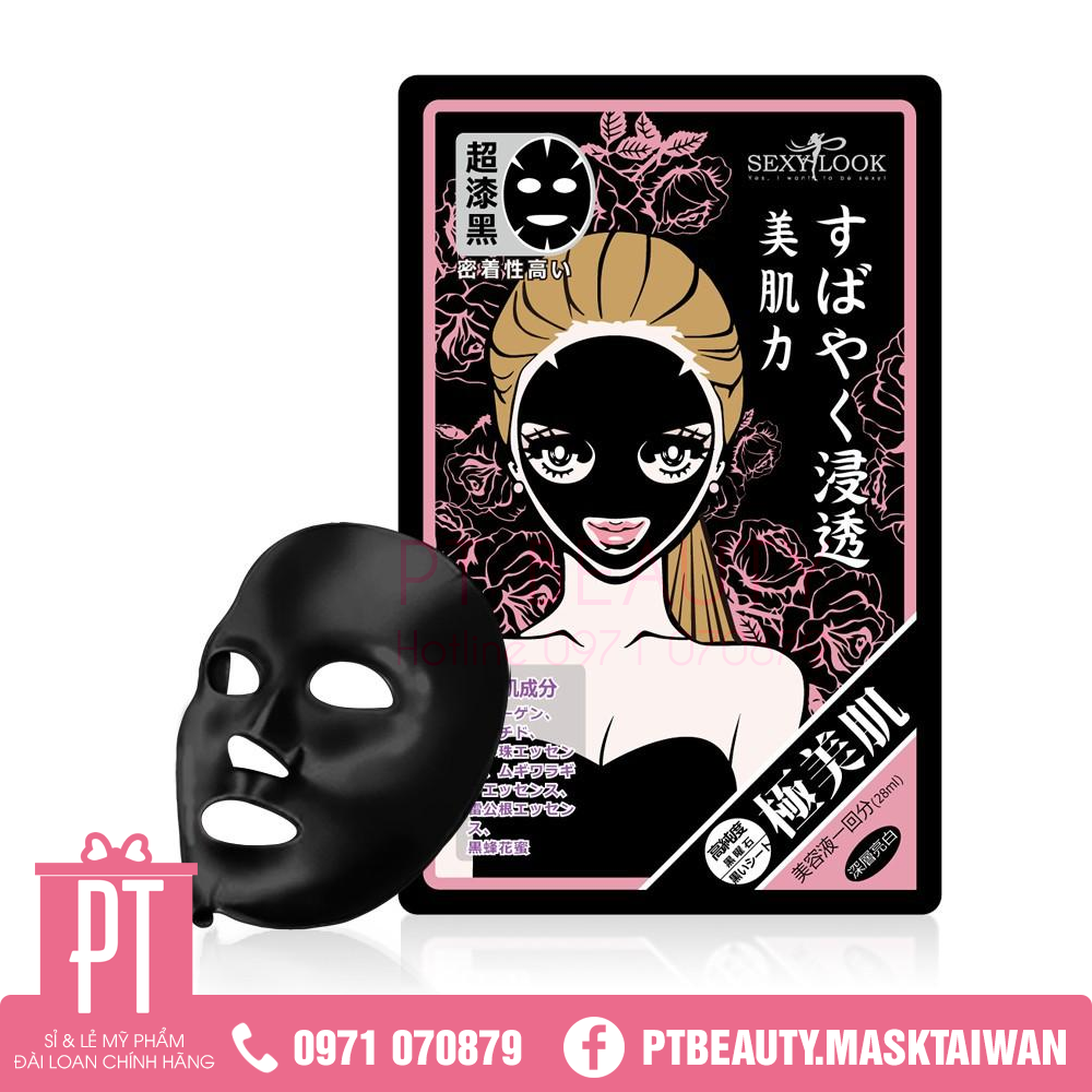 Mặt Nạ Sexylook Hoa Hồng Viền Hồng - Sexylook Intensive Whitening Black Mask 5pcs