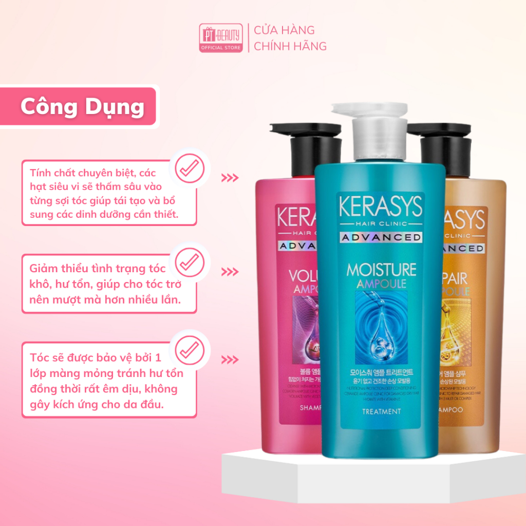 Bộ dầu gội và dầu xả KERASYS ADVANCED chăm sóc tóc mềm mượt và chắc khỏe 600ML