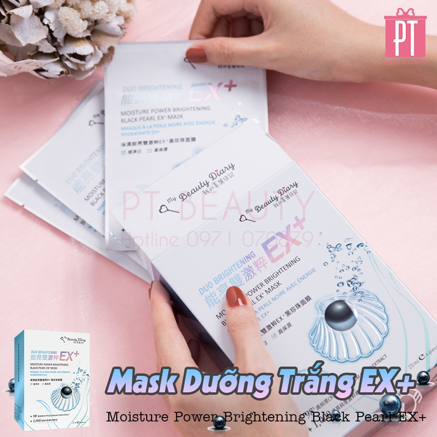 Mặt Nạ My Beauty Diary Ngọc Trai Đen Ex+ Xanh - My Beauty Diary Moisture Power Brightening Black Pearl EX+ 6pcs