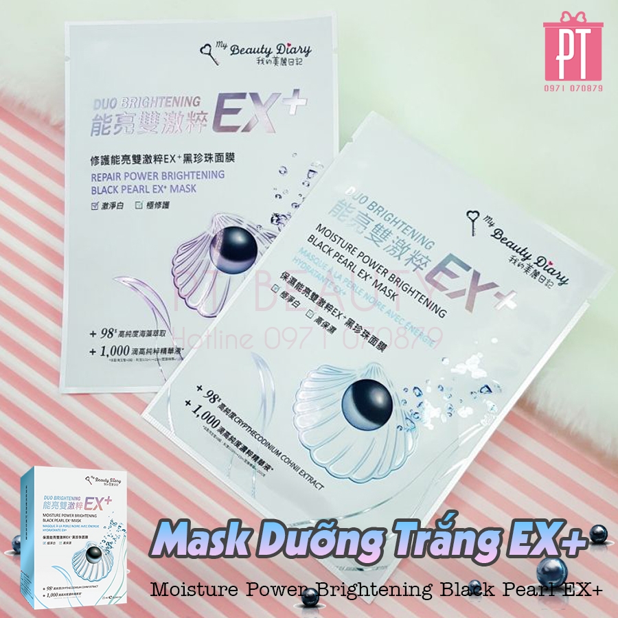 Mặt Nạ My Beauty Diary Ngọc Trai Đen Ex+ Xanh - My Beauty Diary Moisture Power Brightening Black Pearl EX+ 6pcs