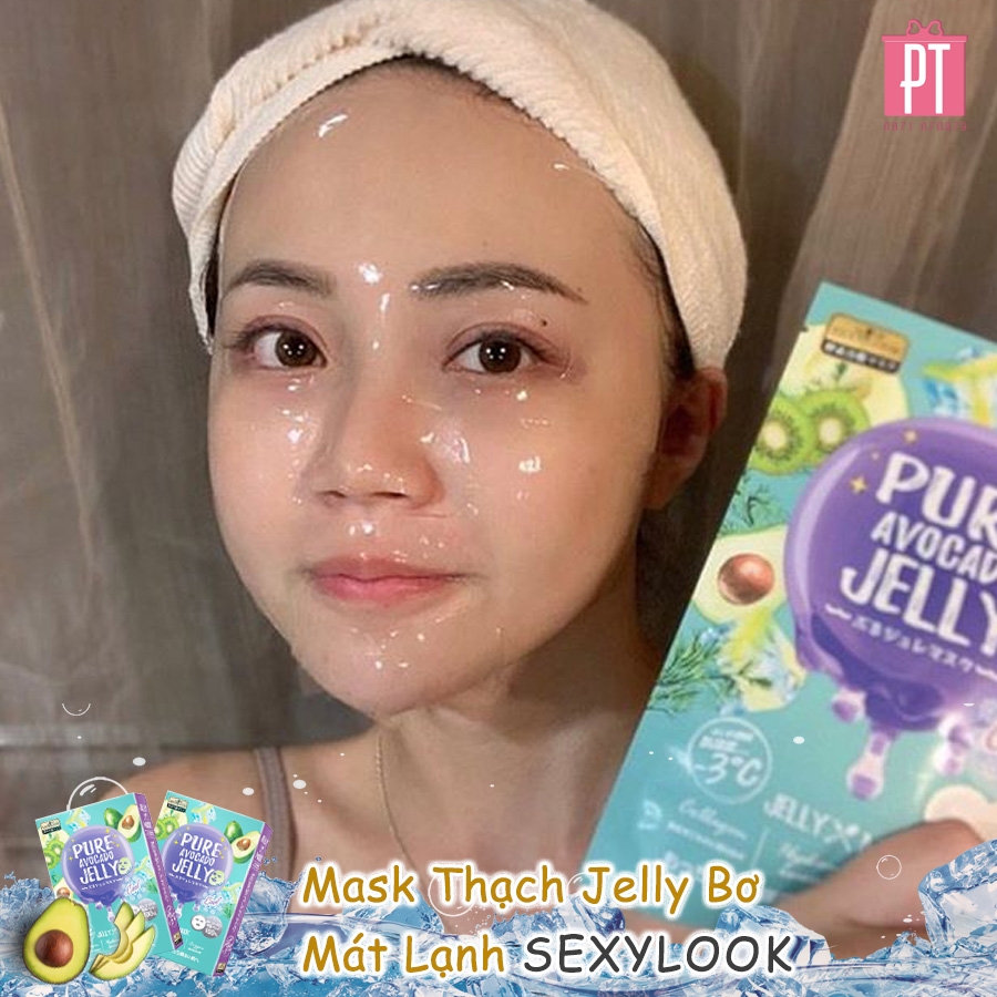 (Xanh nhạt) Mặt Nạ Thạch Jelly Bơ Mát Lạnh Sexylook hộp 3 miếng