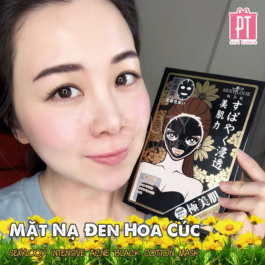 Mặt Nạ Hoa Cúc Sexylook Intensive Acne Black Cotton Mask 5pcs