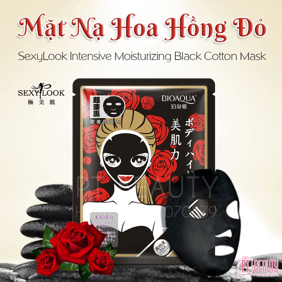 Mặt Nạ Hoa Hồng Đỏ Sexylook Intensive Moisturizing Black Cotton Mask 5pcs