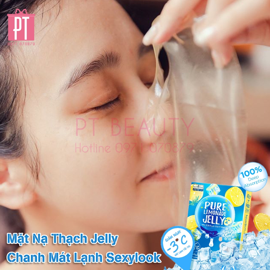 (Xanh đậm) Mặt Nạ Thạch Jelly Chanh Mát Lạnh Sexylook hộp 3 miếng