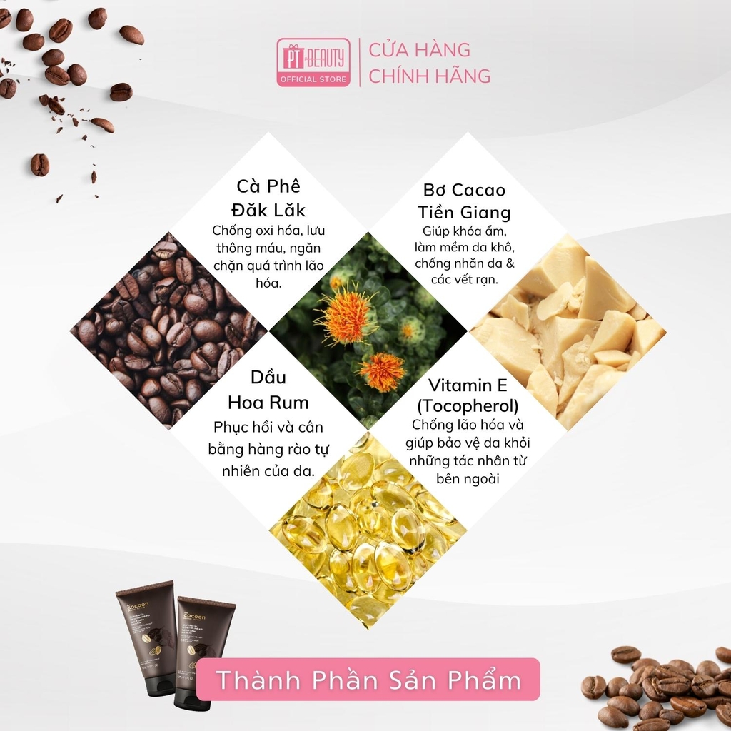 Tẩy da chết mặt cà phê Đắk Lắk Cocoon cho làn da mềm mịn và rạng rỡ 150ml