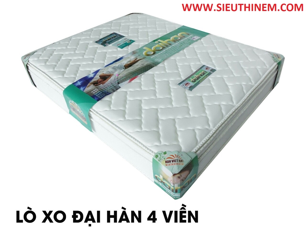 Nệm Lò Xo Cao Cấp Đại Hàn 4 Viền Vải Gấm - Bảo Hành 12 Năm