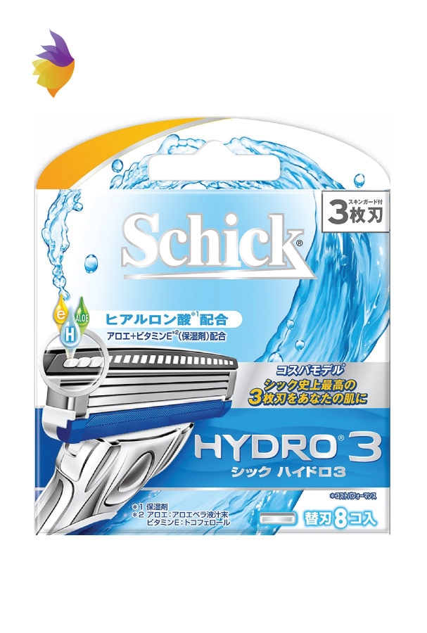 Hộp dao cạo râu Schick Hydro 3 (hộp 8 lưỡi) - Nhật Bản
