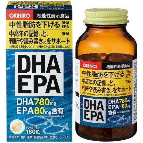 Viên uống bổ não Orihiro DHA & EPA (180 viên) - Nhật Bản