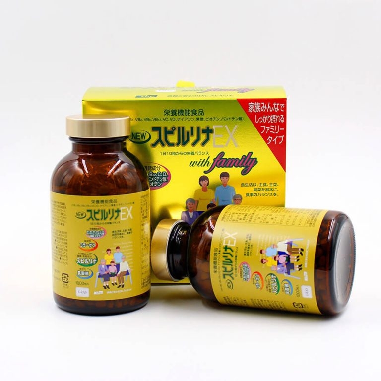 Tảo xoắn vàng Spirulina EX Family 2000 viên (2lọ/hộp) - Nhật Bản