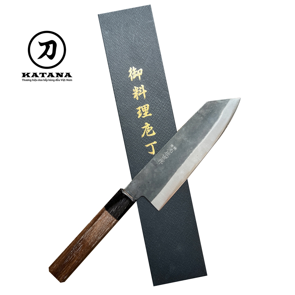 Dao bếp Nhật cao cấp Yoshida thép Aogami 3 lớp đen Bunka 4509 - Dao thái đa năng (170mm)